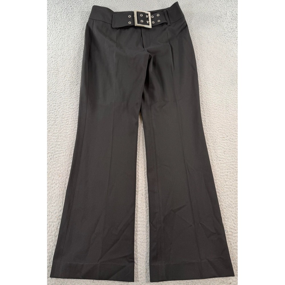 Vertigo Paris Pants Women's 10 (28x30) Black Flare Dress Pants Leg Belted Waist